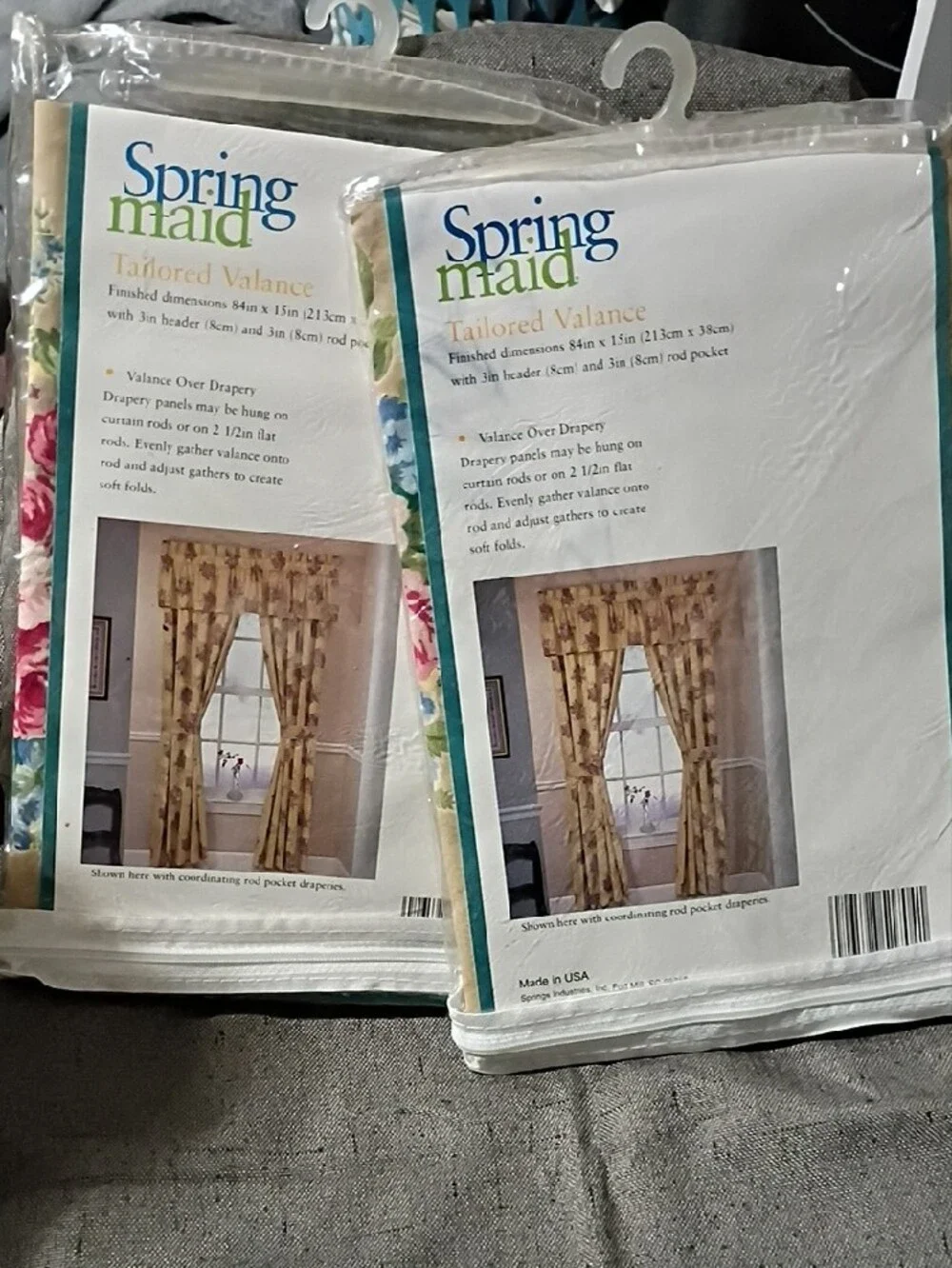 Beige Floral Tailored Valance - Set